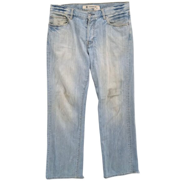 Vtg GAP Straight Fit Jeans Mens Blue Light Wash Button Fly Cotton Denim Sz 33x32 - Picture 1 of 13